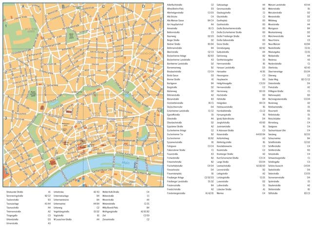Plan des rues de Frankfurt