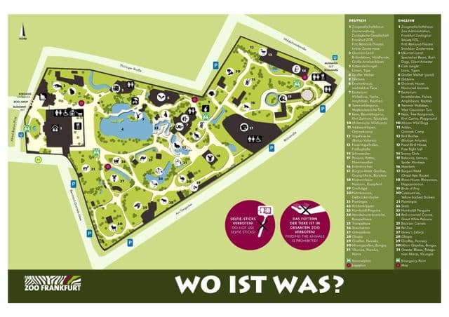 Plan du parc zoologique de Frankfurt