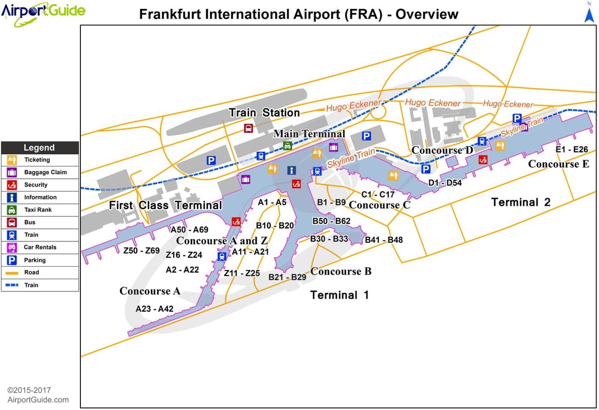 Plan des aéroports de Frankfurt
