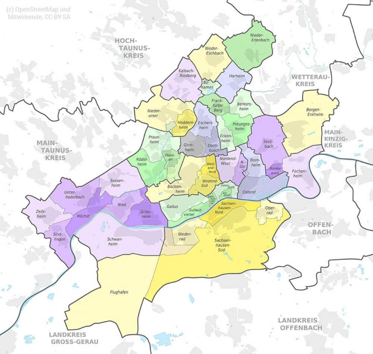 Plan des quartiers de Frankfurt