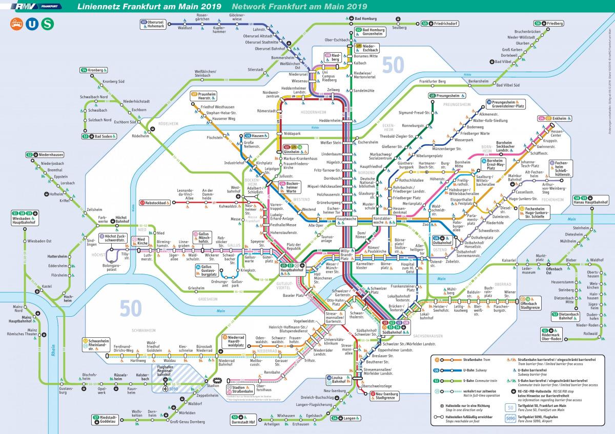 Plan des transports publics de Frankfurt